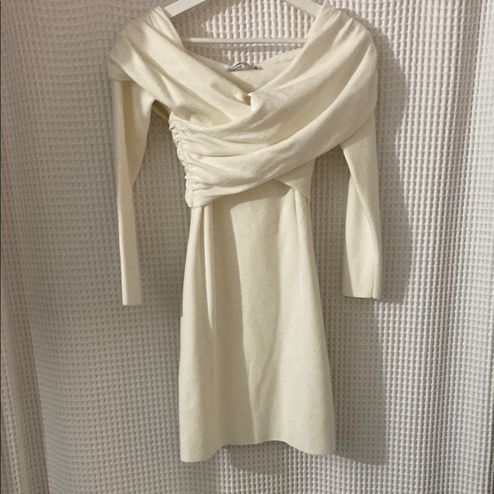 Abercrombie & Fitch Cream Long Sleeve Dress